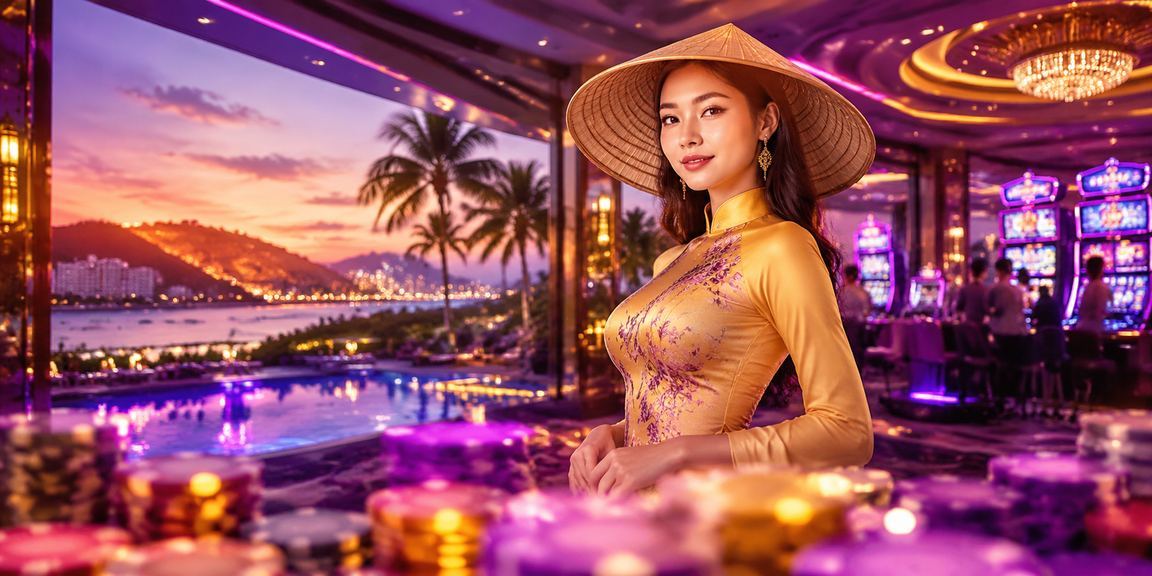 Máy slot game và biểu tượng nón lá đặc trưng ở Mũi Né